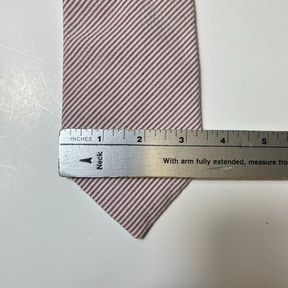 Vintage NWT Boston Traders Red White Pinstripe Seersucker Cotton Tie - Picture 7 of 7